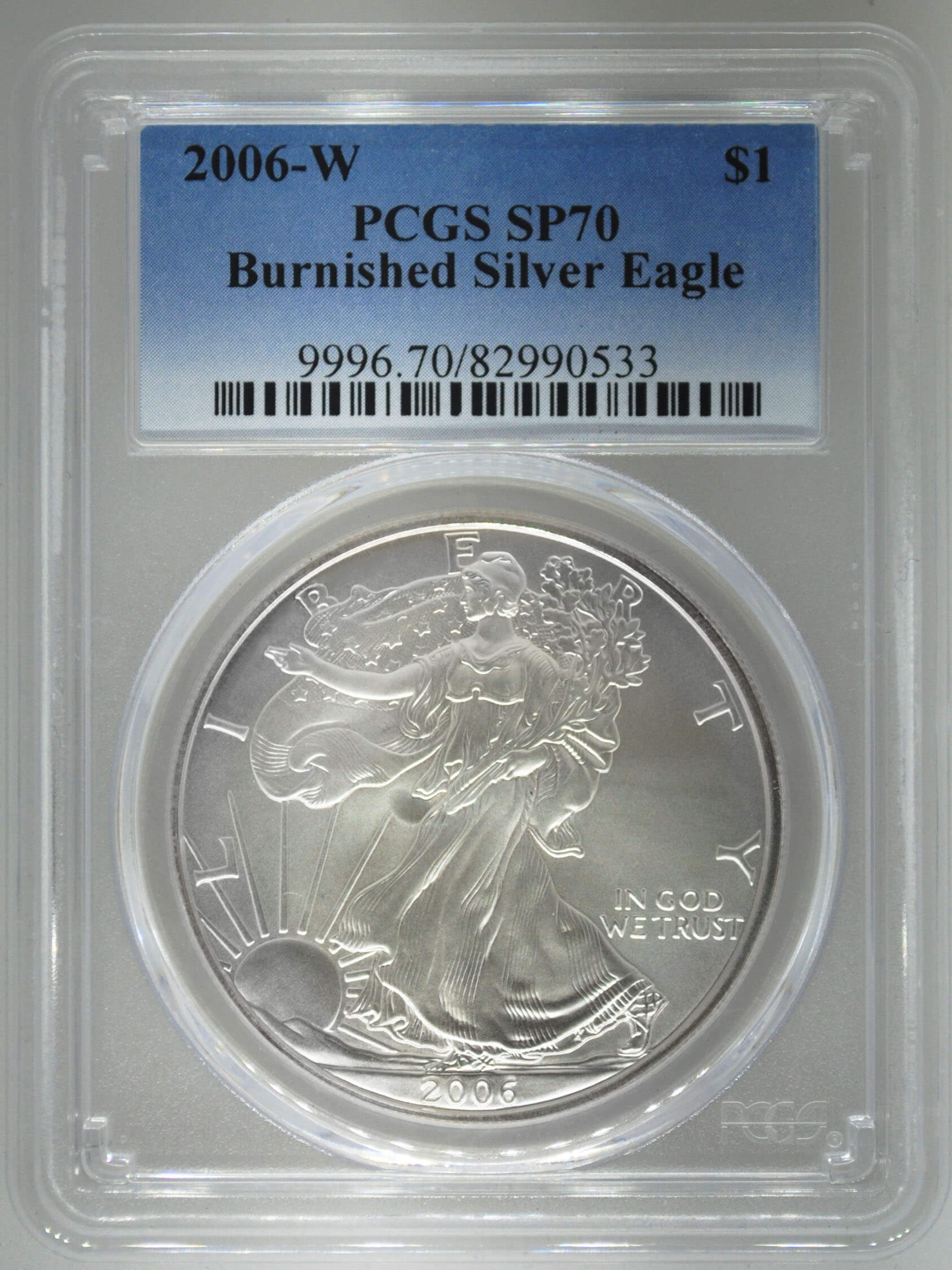 2006-W PCGS SP70 Burnished Silver Eagle 1 oz Coin - Enterprise Bullion