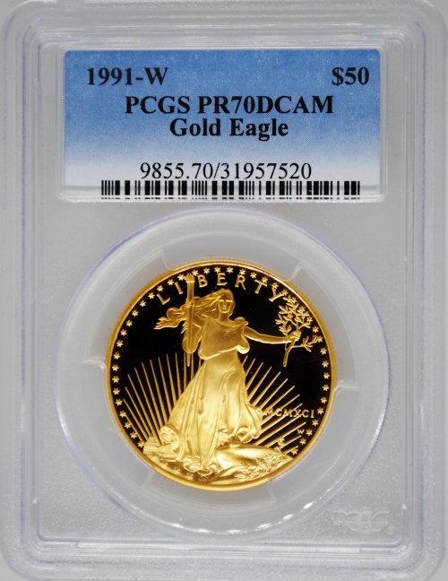 1991-W PCGS PR70 Proof Gold Eagle $50