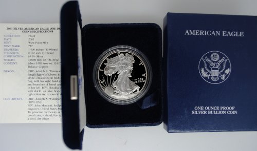 2001-W Proof Silver Eagle with Box & COA