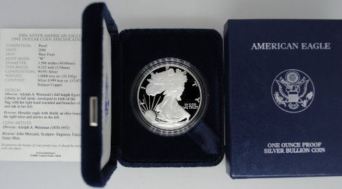 2006-W Proof Silver Eagle with Box & COA