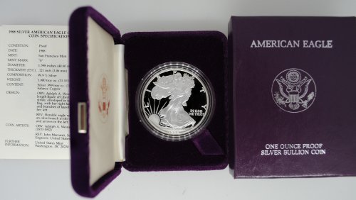 1988-S Proof Silver Eagle with Box & COA