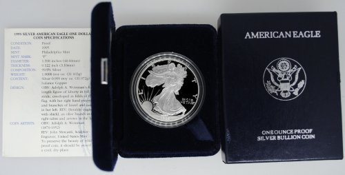 1995-P Proof Silver Eagle with Box & COA